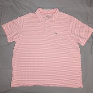 Vineyard Vines Golf Polo White/Gray Stripes Size XL Polyester/Spandex